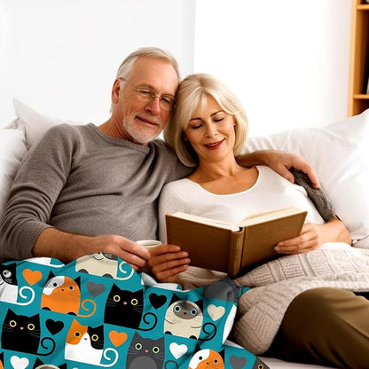 Cat Blanket Soft Cozy Flannel Throw Blanket Warm Lightweight Blankets Gifts for Cat Lovers Kids Girls Women Adults 80"x60"