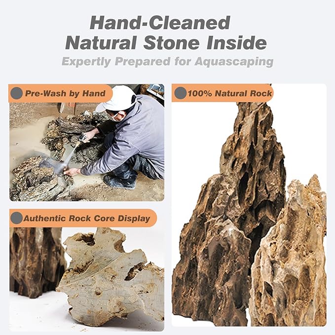 Unocho Aquarium Stone Rocks Dragon Stone 10LB Aquarium décor Rocks Aquascaping Stone Fish Rocks for Aquariums Landscaping Model Tank Decoration-2-6 inches