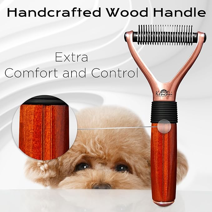 Kenchii Luxury Pet Grooming Rake - Enhance Your Pet's Coat with Precision - Dematting Undercoat Rake for Dogs, Cats - Dog Brush for Shedding