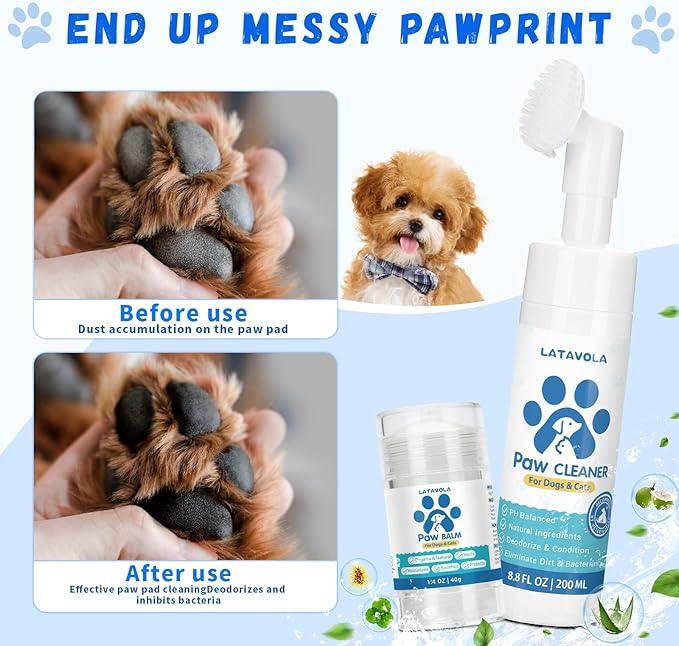 Dog Paw Care Kit- Dog Paw Cleaner for Dogs Large Medium Small XL Breed Balm for Heals - Repairs & Restores Dry - Cracked Paws & Nose Protector for Pet Foot Washer