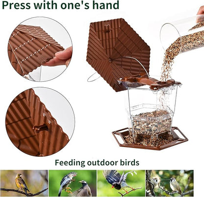 Bird Feeders for Outdoors Hanging Bird Feeder Wild Birds Seed, Brown 2 Pack B