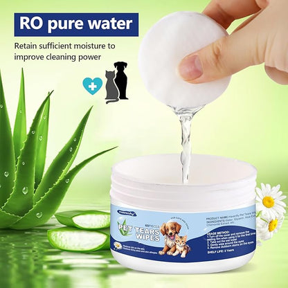 Dog Ear Wipes, Eye Wipes for Cats, Dog Tear Stain Remover Wipes, Pet Eye Wipes for Discharge and Crust (60 Packs)