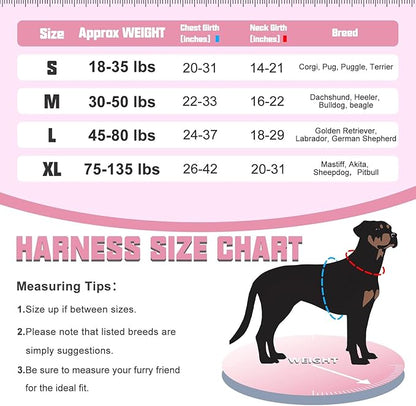 Auroth Tactical Dog Harness for Large Dogs No Pull Adjustable Pet Harness Reflective K9 Working Training Easy Control Pet Vest Military Service Dog Harnesses Rose Red L