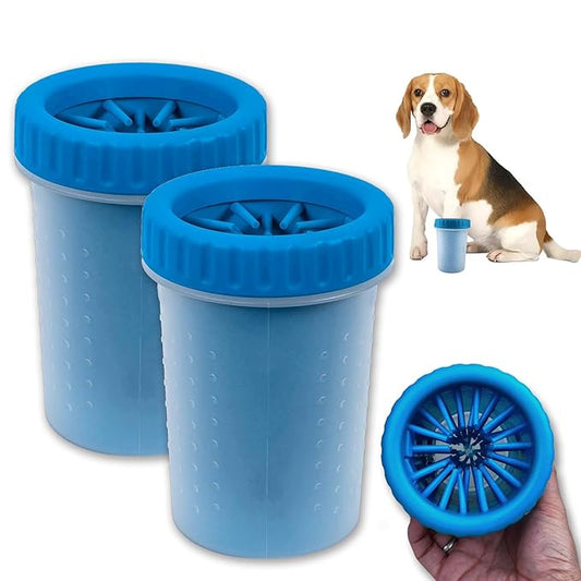 2 Pack Portable Dog Paw Cleaner, Washer, Buddy Muddy Pet Foot Cleaner for Medium Breed Dogs and Cats, Blue
