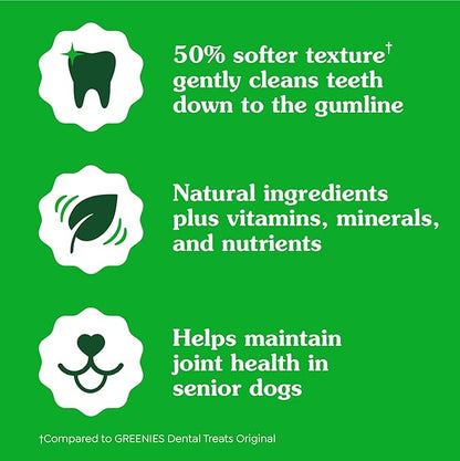 Greenies Aging Care Petite Dental Dog Treats, 27 oz. Pack (45 Treats)