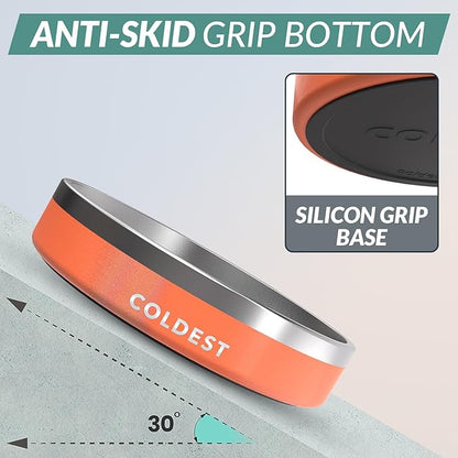 Coldest Dog Bowl - Anti Rust Metal, Non Slip, 3 Layers Insulated Stainless Steel Dog Bowls - Spill Proof & Heavy Duty - Water Bowl for Dogs, Cats & Pets, Dish Washer Safe (21 oz, Mars Red Glitter)