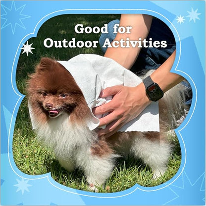 Extra Large Size - 20.5" x 12.6" Pet Wipes | Individually Packaged | Paw Wipes | Hypoallergenic | Grooming | Bathing | Green Tea Scented Deodorizing | Tear Stain | All Purpose Bath Wipes | 5 Count