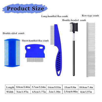 6Pcs Pet Combs for Remove Knots, Fluff and Dirt Dog Eye Comb for Removing Eye Mucus and Crust Dog Flea Fine Combs for Grooming Matting(Blue)