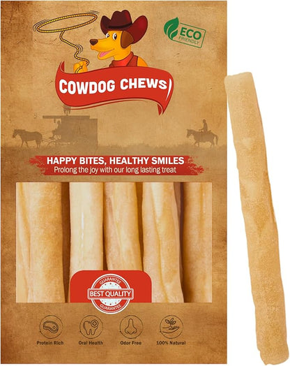 Collagen Sticks 6" (10 Pack) - Odor-Free, All Natural Collagen Dog Chews for Healthy Joints, Skin & Coat. Best Rawhide and Bully Stick Alternative Filled with Beefhide Goodness.