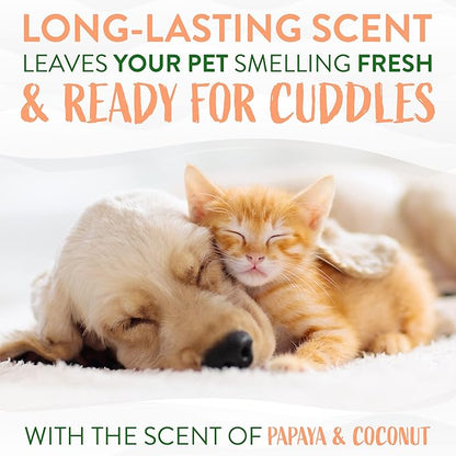 TropiClean No Rinse Waterless Dog Shampoo | Detangling & Deodorizing Dry Shampoo for Smelly Pets | Moisturizes Dry Skin | USA Made | Papaya Scent | 7.4oz