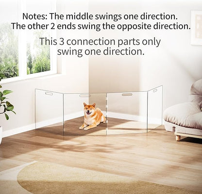 Acylic Pet Playpen Gate for The House Doorways, Clear Acrylic Pet Gate for Dogs, Freestanding, Clear (Medium, Panel, 4)