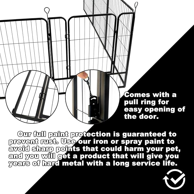 Dog Playpen,32 in(H) Pet Fence Outdoor for Rv Camping,Garden Fence Animal Barrie for Yard,Total 24 Panels with Gate 56Ft(L) Black Metal Temporary Fencing