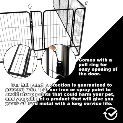 Dog Playpen,40 in(H) Pet Fence Outdoor for Rv Camping,Garden Fence Animal Barrie for Yard,Total 16 Panels with Gate 37.3Ft(L) Black Metal Temporary Fencing