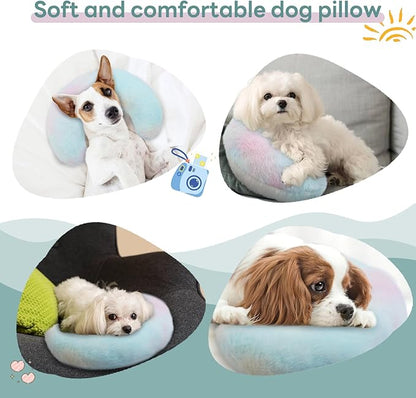 T'CHAQUE Dog Pillow Dog Calming Pillow for Small Dogs Anxiety Relief Comfort Dog Neck Pillow Bed Soft Cat Pillow for Indoor Cats Half Donut Cuddler U-Shaped Pillow Pet Sleeping Improve Calming Toy