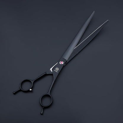 Dream Reach 9" Twin Tail Professional Pet Dog Two-way Cutting or Curved Scissors,Made of High-end 9CR Stainless Steel (Rainbow) (B-9 inch-Black)
