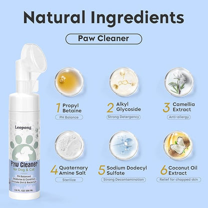 Dog Paw Cleaner,Dog Paw Wash Care for Dogs Large Medium Small XL Breed,2 Pack Waterless Foam with Silicone Scrubber, Dogs Cats Feet Paw Cleaner