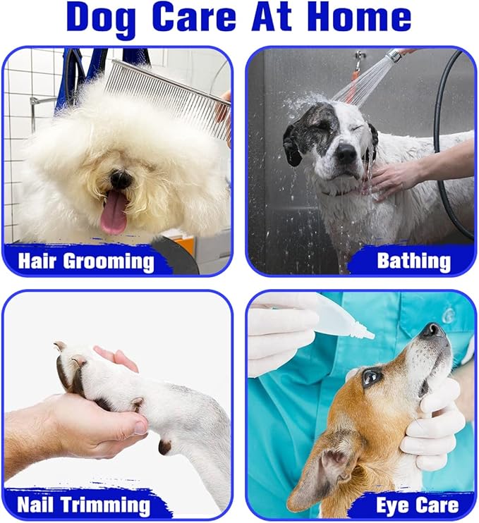 Dog Grooming Hammock Grooming Harness for Small Dogs Pet Grooming Hammock with Nail Clippers/Nail File/Comb Breathable Dog Nail Harness Hanging for Nail Trimming,Ear,Eye Care Home Grooming Set