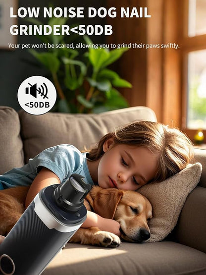 Dog Nail Grinder, 3-Speed Electric Pet Nail Trimmer with LED Lights, Rechargeable Toenail Grinder for Small Medium Large Dogs (Blue)