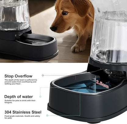 Gardner Pet Automatic Dog Water Dispenser Gravity Stainless Steel Water Waterer Feeder, 100% BPA-Free Large Capacity Water Feeding Bowls for Medium & Large-Sized Dogs Cats Other Pets -(1 Gallon)