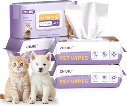 Dog Wipes for Paws and Butt, Pet Wipes for Dogs, Unscented Dog Grooming Wipes for Paws, Butt, Face and Body, Hypoallergenic Dog Cleaning Wipes, Cat Wipes- 400 Count