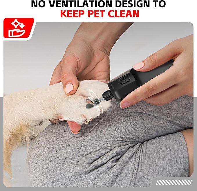 Dog Nail Grinder - Electric Pet Nail Grinder, Upgraded 5 Speed LED Lights Ring Rechargeable Cordless Dog Nail Trimmers Kit, 40 Accessories Pet Nail Grinder for Dogs Cats and Small Medium Animals Black