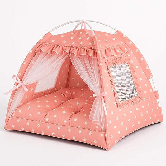 pawstrip Dog Tent Indoor Cat House Pink Puppy Bed Portable Pet Teepe Princess Dog Camping Tent Outdoor Kitten Houses Cute Bunny Nest Girl Kitty Cave