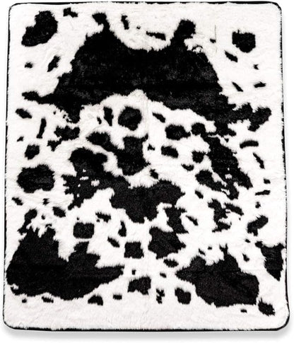 PupProtector Waterproof Throw Blanket for Dogs and Cats, Pet Blanket Cover for Couches, Sofas, Beds, Car Seats, Furniture, Calming Soft Faux Fur, Black and White Cowhide, Original (60" L x 50" W)