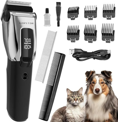 Dog Shears for Grooming Clippers Kit Professional for Thick Hair Coats,Low Noise Rechargeable Cordless Pet Shaver for Pets and Animals, Dog Trimmer for Grooming-Silver