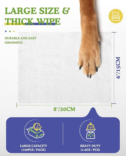 Dog Wipes, Puppy Wipes for Face Eye Ears Body Bath, Pet Wipes for Dog Cat Paws Butt, Unscented Hypoallergenic Thick Dog Grooming Wipes for Cleaning Deodorizing, 100 Count, White