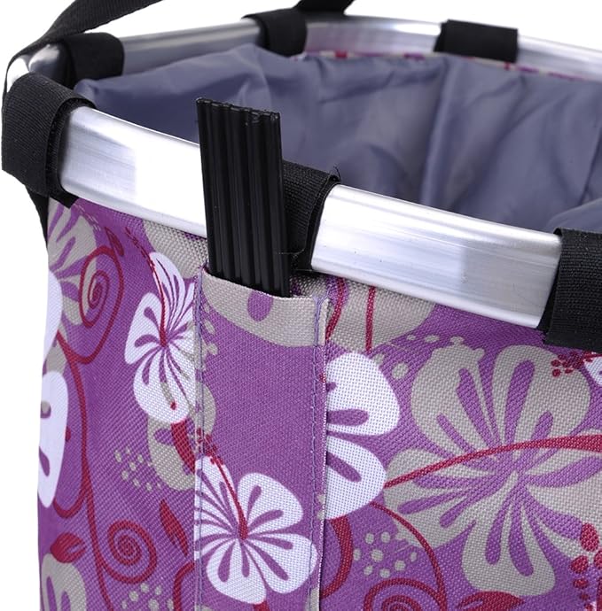 Pet Dog Bike Basket & Carrier Bag- Foldable Detachable Pet Travel Bicycle Basket - Small Animal Dog Cat Rabbit Bike Ride Basket Carrier (Purple)