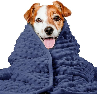 LaSyL Weighted Blanket for Pets | Thunder Blanket for Dogs Anxiety | Premium Soft Minky | Relaxation & Calming & Anti Anxiety | Used in Car, Bed, Couch | Dark Blue, Washable Medium 32" L x 40" W