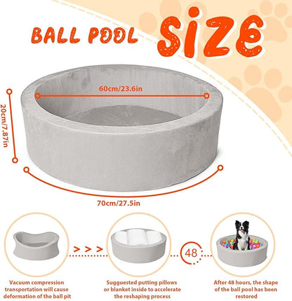 Dog Beds, 27 Inch Round Foam Pet Bedsï¼_uitable for Small Dog & Cat to Sleep in and Play in The Ball Pitï¼_ray - Ideal for Puppies and Kittensï¼_alls NOT Includedï¼...