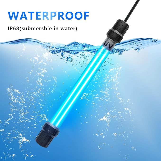 32W Aquarium UV Light for 200-3000 Gallon, UV Pond Water Clarifier for Koi Pond, Swimming Pool, Spa, Large Fish Tank, Cold Plunge UV Light for Pond Algae Control