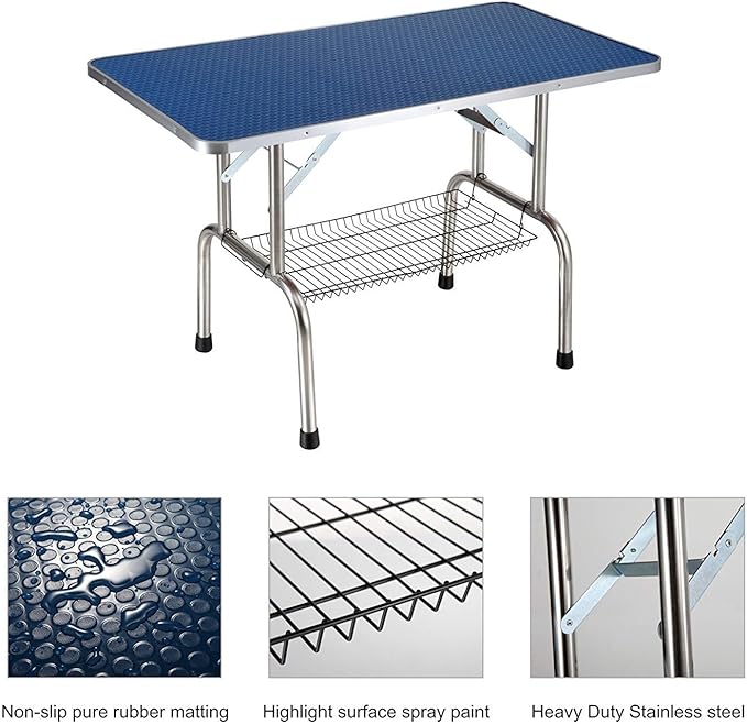 36" Dog Grooming Table, Folding Pet Grooming Table With Arm & Nosse & Mesh Tray For Bathing, Trimming, Drying, Grooming, Maximum Capacity Up To 330 Lbs