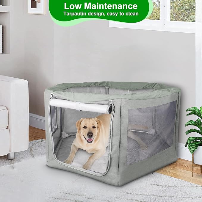 Makerfire Dog Playpen 37 × 32 Inch, Puppy Playpen with Gate for Small Dog/Cat, Pet playpen Tent Kennel Crate for Indoor/Outdoor, Sturdy Safe and Moisture Resistant