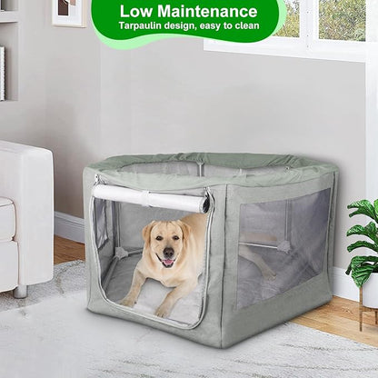 Makerfire Dog Playpen 37 × 32 Inch, Puppy Playpen with Gate for Small Dog/Cat, Pet playpen Tent Kennel Crate for Indoor/Outdoor, Sturdy Safe and Moisture Resistant