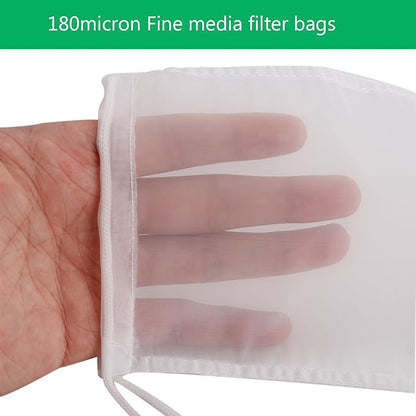 6Pack Fine Media Filter Bag for Aquarium 180 Micron Extra Fine Drawstring Filter Bags Reusable Nylon Media Bags for Fish Tank(Fine,3.5''x8.2'')