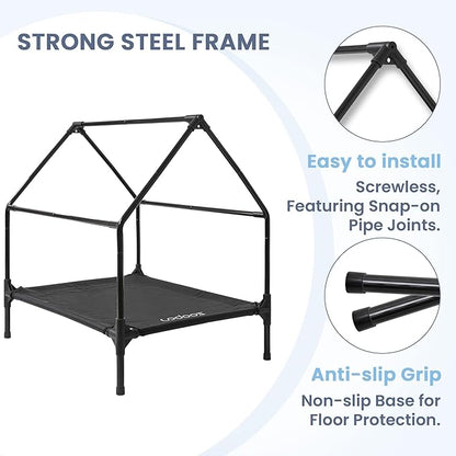 36" Large Dog House, Dog House for Large Dog Indoor or Outside, Weatherproof 600D PVC Dog House Outdoor, Featuring Breathable 2x1 Textilene Elevated Dog Bed, Easy Clean(Brown)