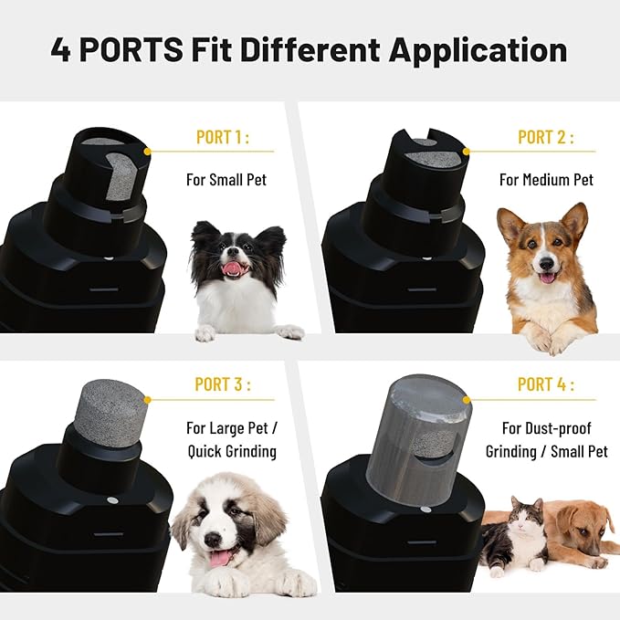 NUMINA Dog Nail Grinder with 2 LED Light 3-Speed Professional Electric Rechargeable Pet Nail Trimmer Quiet Painless Paws Grooming & Smoothing for Small Medium Large Dogs & Cats (Black)