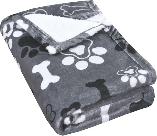 Dog Blanket,Super Soft Fluffy Premium Fleece Pet Puppy Blanket for Large Medium Dog Cat Mat Cover for Bed Couch,Cute Reversible Cow Print, Gray,(41 x 31 Inch)