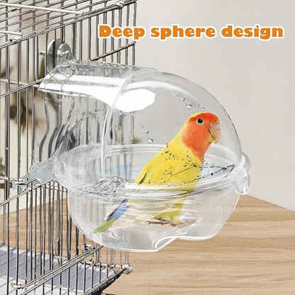 kathson Bird Bath Box for Cage Parakeet Bath Tub Parrot Hanging Bathtub Cube No-Leakage Birds Bath Shower Box Bowl Cage Accessory for Small Birds Lovebird Canary Cockatiel, Acrylic Clear(Transparent)