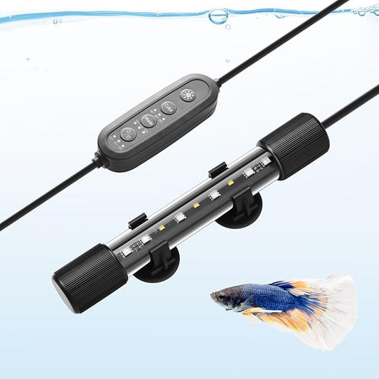 FEDOUR 7in Submersible Aquarium LED Light, 24/7 Aquarium Lights with Full Spectrum RGBW LEDs, IP68 Waterproof Fish Tank Light with Dimming, Timming and Color Adjustable