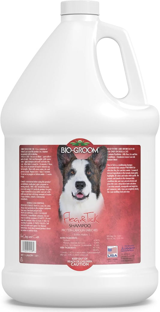 Bio-Groom Flea & Tick Protein-Lanolin Enriched Shampoo - Flea and Tick Prevention for Dogs, Cat Flea Treatment, Cruelty-Free, Made in USA, Natural Tick Repellent - 1 Gallon