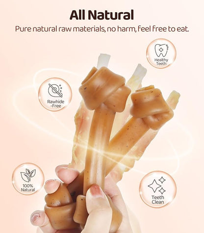 Large 6.5" Cranberry and Seaweed Chewy Bones Dog Treats,16OZ Rawhide Free Dog Treats 6 Packs Dog Chewy Treats for Aggressive Chewers Medium and Large Dogs