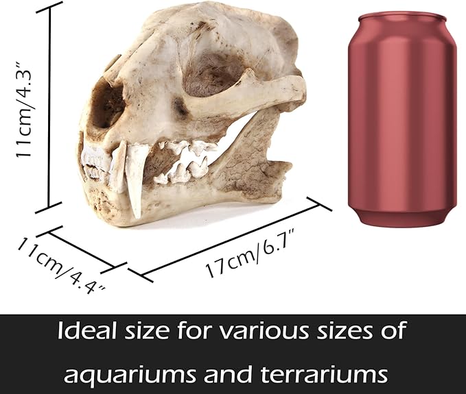 Aquarium Décor Cave Decorations Fish Hideout Betta Tarantula Reptile Snake for Terrarium Ornament Dinosaur Animal Skull Large Bones Halloween