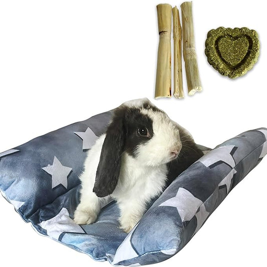 16.5 X 18in Removable and Washable Soft Rabbit Bed, Thickened and Softer Bunny Bed, Double-Sided Plush Rabbit Beds,Rabbits Concave Bed,Small Beds for Animals Indoor,Gray