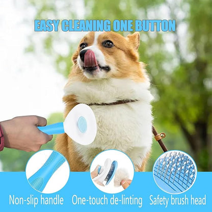 5-in-1 Grooming Kit - Supplies for Short and Long Hair Dogs, Bath Brush, Dematting Rake and Comb (Set of 5, Blue)