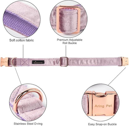 ARING PET Bowtie Dog Collar-Velvet Dog Collars with Removable Bowtie, Adjustable Bowtie Collar for Girl and Boy Dogs.