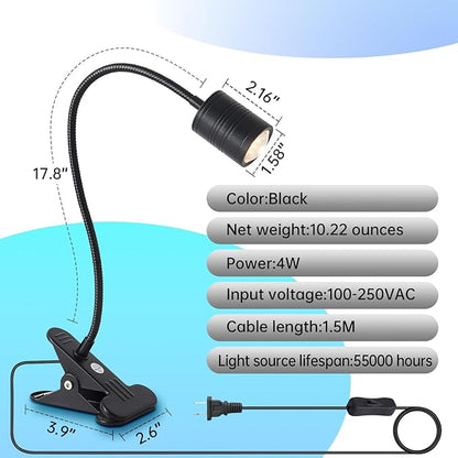 4W LED Aquarium Light Small Fish Tank Lights Clip on Full Spectrum Aquarium Lamp Features 3 Light Colors Controlled by Button Suitable for Fish Tanks Plants Terrariums Coral