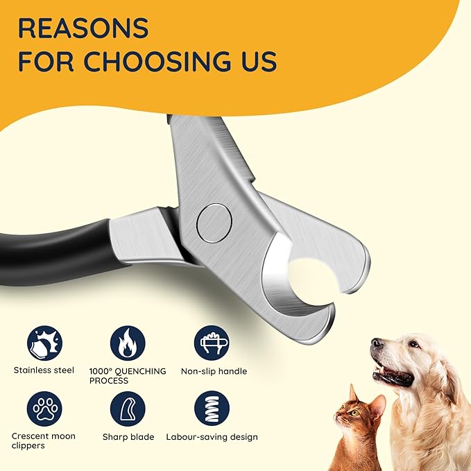 Dog Nail Trimmers Premium Sharp & Safe Dog Nail Clippers Stainless Steel Material Built-in Spring Cat Nail Clipper Cut Nail Like Butter Nail Clippers for Dogs with Nail File and Whetstone
